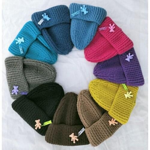 2021 Rabbit Fur Winter Hat for Women Solid Beanie Cashmere Wool Cap Female Knitted Skullies Beanies Warm Soft Knit Hat Bonnet