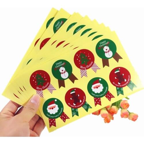 800pcs/lot Vintage Red And Green Happy Merry Christmas DIY Multifunction Paper Label For Adhesive Gift free shipping