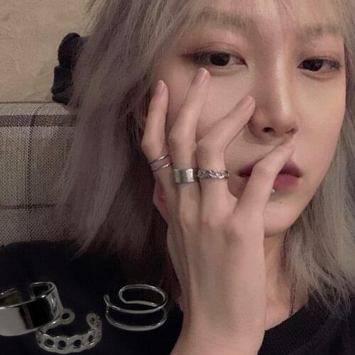 Hip Hop Punk Open Adjustable Finger Knuckles Ring New Vintage Hollow Geometric Accessories Jewelry for Women Gift to Girlfriend