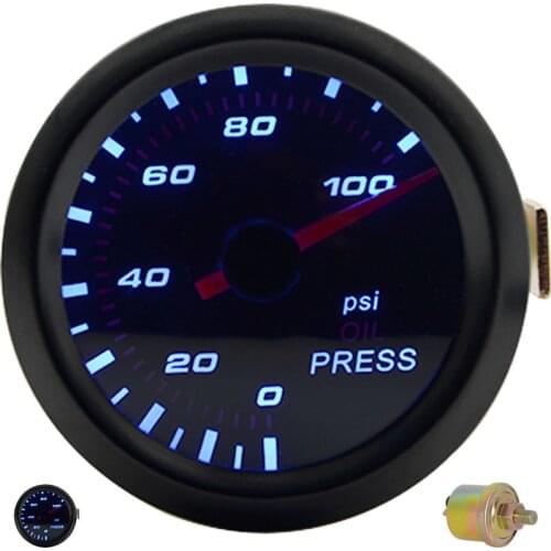 2" 52MM Universal Oil Pressure Car Gauge 0-100PSI Meter Auto Blue LED