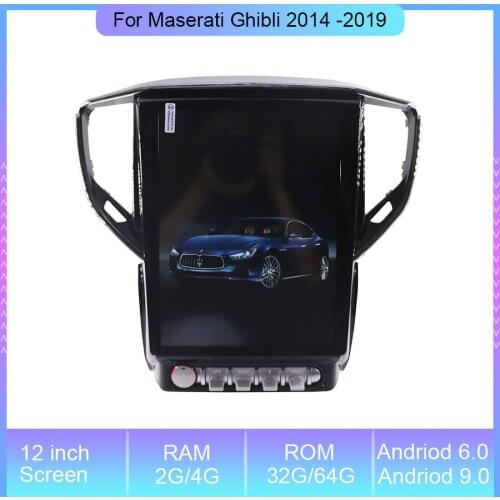 12'' Tesla screen Android 9.0 Car Navigation Radio Receiver Video Player For Maserati Ghibli 2014 -2019 GPS Audio Radio Stereo