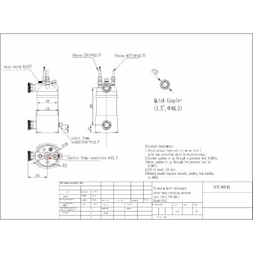 Free shipping ! 9.5KW titanium swimming pool condenser (NTTP-095-B1)