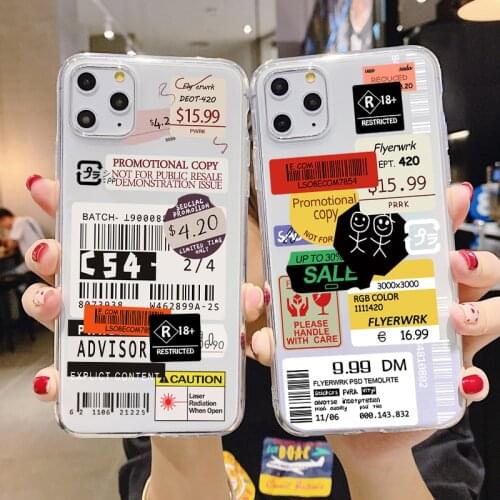 Ins Stamp Label Barcode Case For Samsung Galaxy A50 A51 A21S A52 A72 A32 A11 A31 A41 A71 A70 A12 A42 A10 A02 M31 S M51 M11 Cover