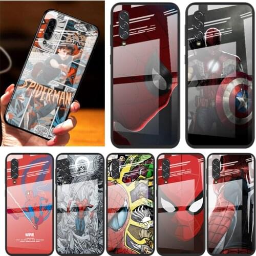 Avengers Spiderman For Samsung Note 20 10 9 8 Ultra Lite Plus 5G A70 A50 A40 A30 A20 A10 Tempered Glass Phone Case
