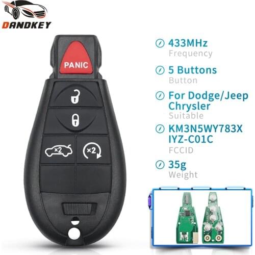 Dandkey M3N5WY783X IYZ-C01C Car Smart Key 433Mhz 5 Buttons Remote Key For DODGE Chrysler Jeep Dodge Grand Caravan Town & Country