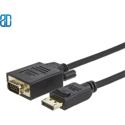 DP to VGA Cable, Displayport to VGA Cable Gold Plated Standard DP Male to VGA Male Cable Black Color