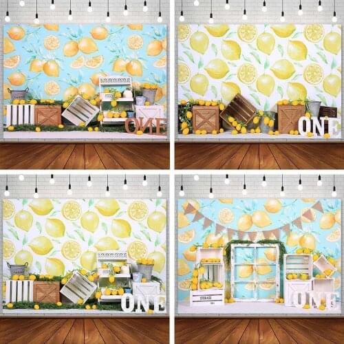 1st Happy Birthday Party Backdrop Lemon Fruit Newborn Baby Shower Photography Background Photo Studio Photophone Photozone Decor