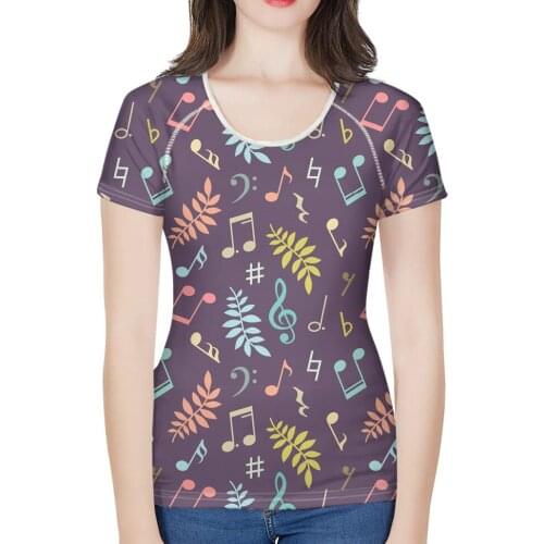 Nopersonality Fashion Music Notes Print T Shirt Summer Tops Tee for Women Casual Ladies Tshirts Novelty Short Sleeve XXL