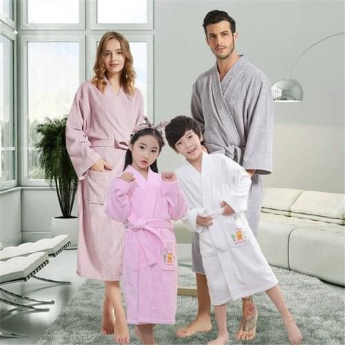 Parent-child robe hotel bathrobes autumn and winter thickening towel material nightgown couple absorbent kimono bathrobe cotton