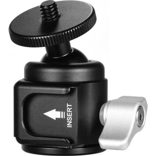 Mini Ball Head Camera Tripod Head Aluminum Alloy CNC 5KG Payload with Cold Shoe Mount 1/4inch Screw for DSLR SLR Tripod Mounting