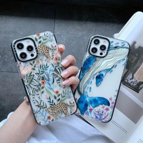 Cute Animal Whale Transparent Silicone Soft Phone Case For iPhone 11 Pro Max 12 Mini XS X XR 7 8 Plus SE 2020 Luxury Brand Cover