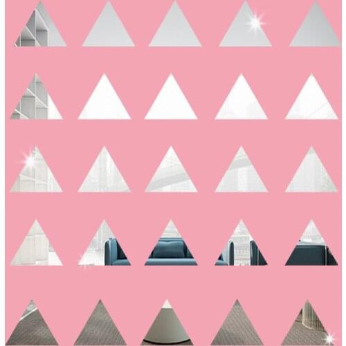 MEYA Triangle Mirror Wall Stickers, DIY Crystal acrylic wall mirror sticker 50pcs per lot
