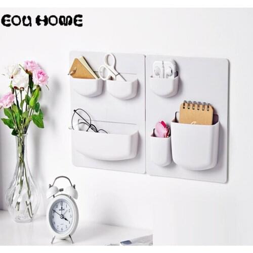 Sticking Type No-hole Wall Hanging Storage Rack Vertical Blue Gray Light Gray Apricot Warm Color 21.5 21.5cm Practical Home