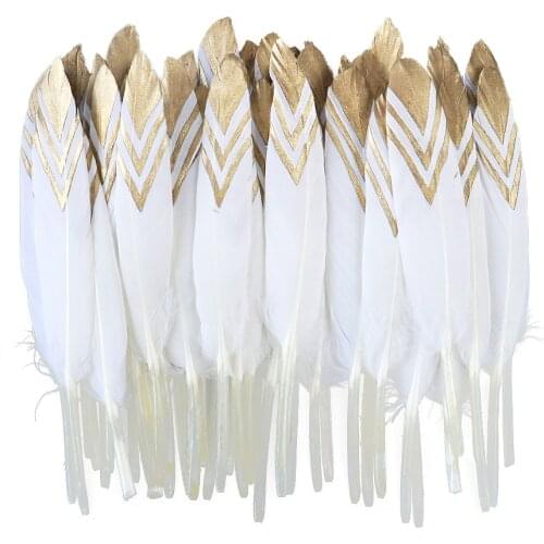 20pcs/lot Black Gold goose Feathers Crafts 10-15CM Natural Goose Feather for Jewelry Making DIY Home plumes Party Decoration
