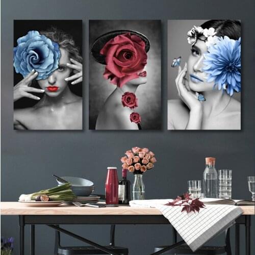 Nordic Modern Human Flower Black White Painting Canvas Home Decor Living Room Decor Wall Art Decoration Painting by Numbers