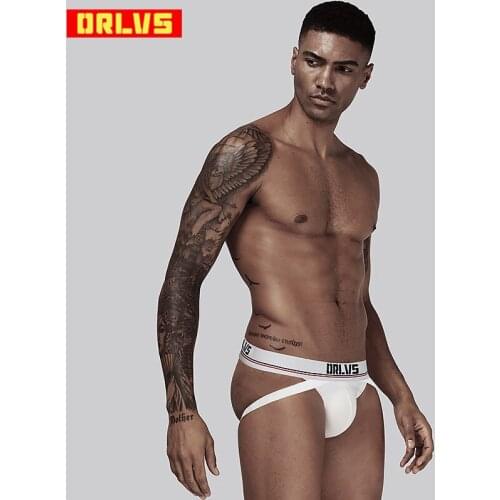 ORLVS Brand Sexy Men Underwear Sexy gay Male Underwear Cotton Male Panties Breathable Men Thong G-String cueca tanga OR405