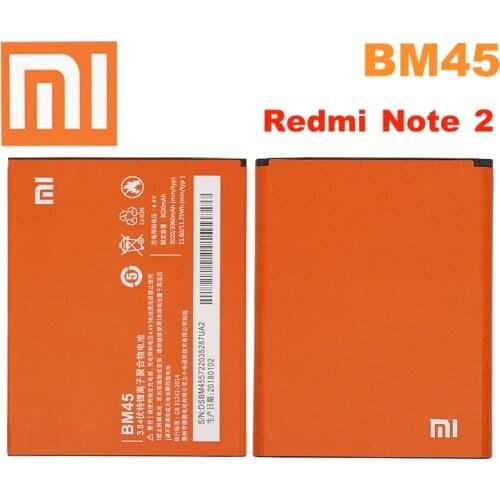 Original XIAOMI BM45 Replacement Battery For Xiaomi Mi Redmi Note 2 Redrice note2 Authentic Phone Batteries 3060mAh