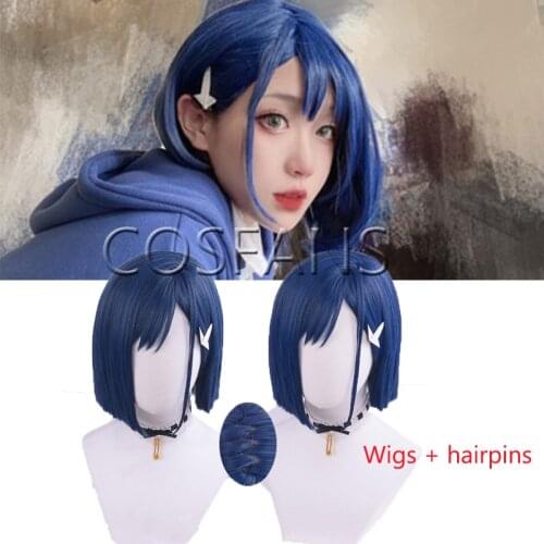 Anime DARLING in the FRANXX ICHIGO 15 Code 015 Cosplay Blue Short Wig Synthetic Hair Halloween props women men Wigs and hairpins