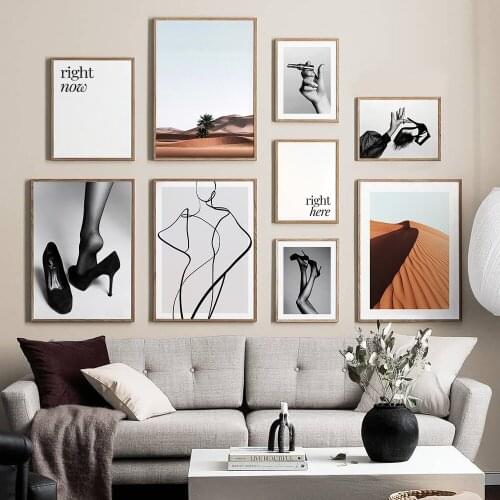 Fashion Women High Heels Poster Right Here Right Now Print Desert Landscape Picture Canvas Wall Art Home Decor Painting For Sofa