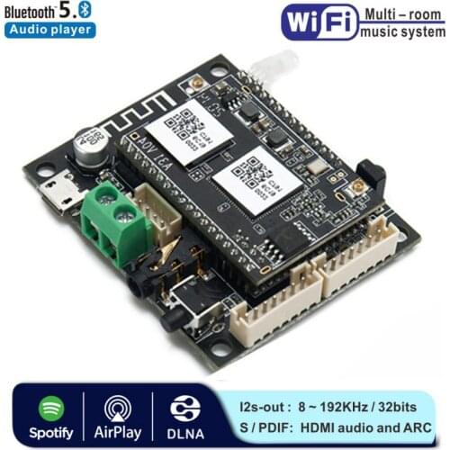 DIY WiFi Audio Receiver Board MP3 Lossless Decoder Board Wireless HD Stereo Music Module DLNA Analog Output Bluetooth-compatible