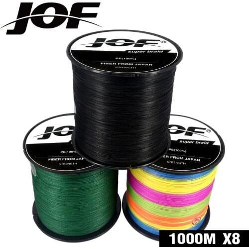 JOF 1000m Fishing Line 8 Strands PE Carp Fishing Cord Pesca Braided Wire 22-88LB Peche 9 Colors Strong Fishing Accessories