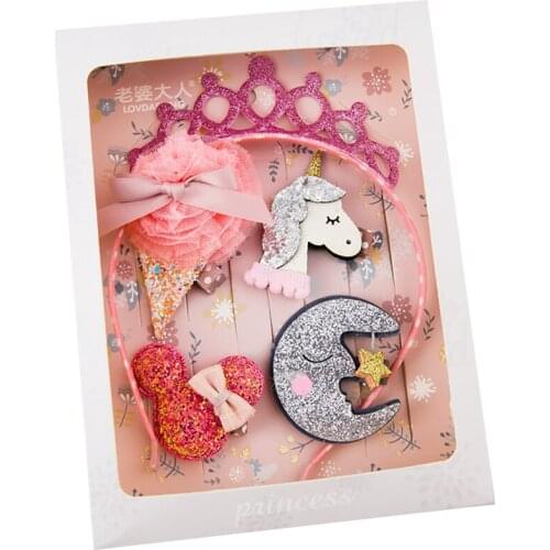 Crown Headband Bear Hairpin Flower Hair Tie Little Princess Kids Hair Accessories Set Handmade Headdress Baby Girls Headband