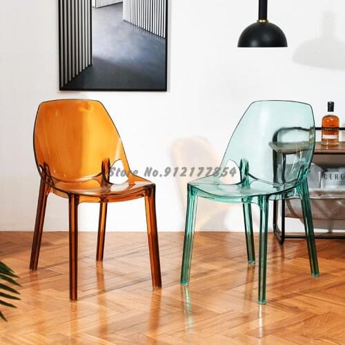 Nordic Transparent Dining Chair Plastic Creative Design Acrylic Crystal Chair Outdoor Backrest Net Red Restaurant Coffee Chair