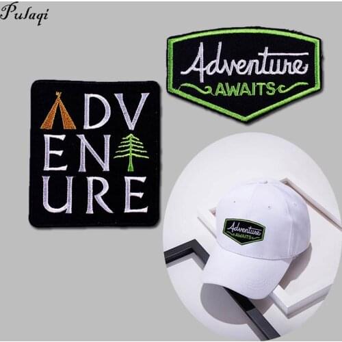 Pulaqi Adventure Embroidered Iron On Patches For Clothing Mountain Traveler Patches On Clothes Stripes Outdoor Hiking Patch DIY