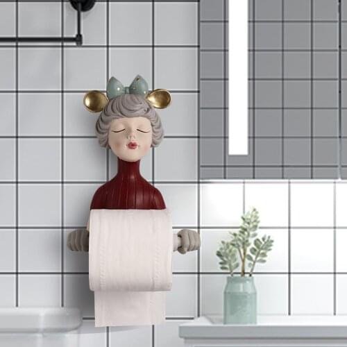 Bubble girl no punch creative roll paper tube toilet paper towel rack wall mounted towel storage accessories