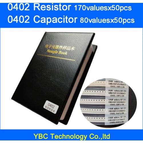 0402 SMD Resistor 0R~10M 1% 170valuesx50pcs=8500pcs + Capacitor 80valuesX50pcs=4000pcs 0.5PF~1UF Sample Book