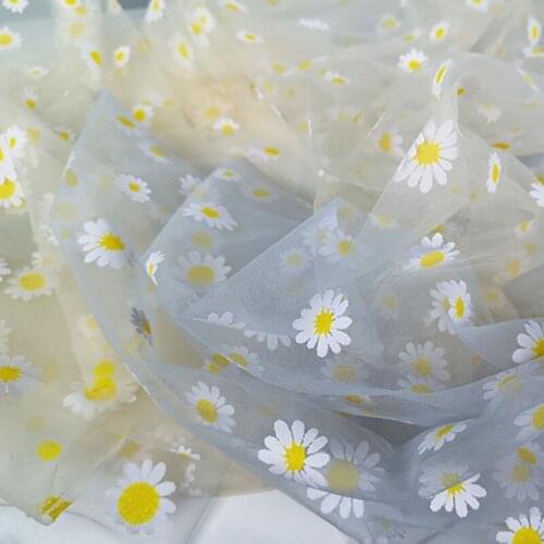 Quality gauze fabric Chrysanthemum printing tissu Long sleeve sunscreen Dress Cape fabric for dress