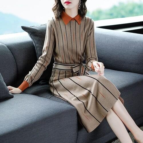 KMETRAM Sweater Elegant Vintage Dress Women Clothes 2020 Autumn Winter Vintage Knitted Maxi Dress Women Dresses Vestidos MY3198