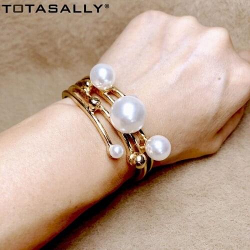 TOTASALLY 2020 trendy Punk Cuff Bangle for Women Fashion imitation preals Band T-Show Bangles Ladies Bracelet ring set Jewelry