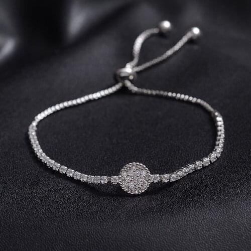 Trendy Adjustable Size White Gold Color Chain Bracelets For Women Cubic Zirconia Tennis Bracelets & Bangles Bijouterie LB0523
