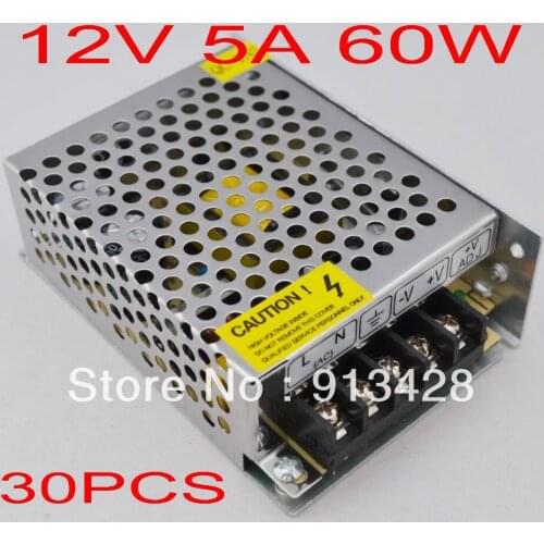 High Quality 30 pcs/lots DC 12V 5A Switch power supply 60W LED power adapter Free shipping