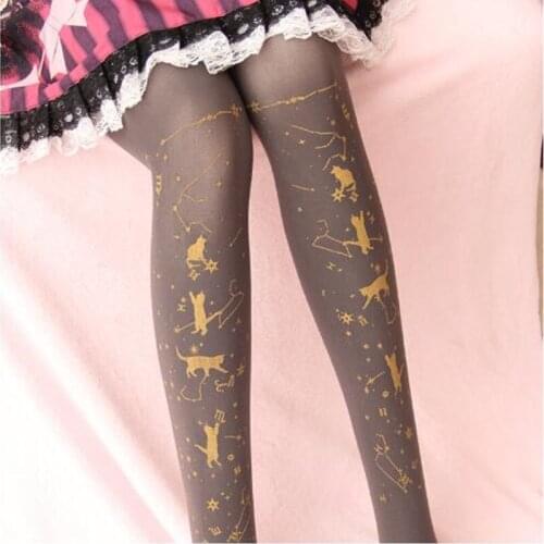 Japanese sweet lolita tights hot stamping printing gothic lolita pantyhose kawaii girl loli cos