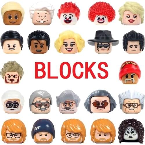Famous Person Series Michael Jackson Ed Sheeran Chaplin Freddie Mercury Toys For Children MOC Heads Building Blocks Bricks Gifts