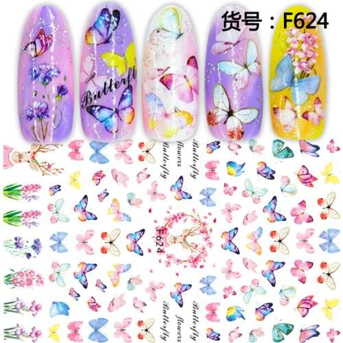 1 Pcs Beautiful Butterfly Fantasy 3D Glue Nail Decal Nail Decoration Nail Art Nail Tool Nail Ornament Maple Nail Sticker flower