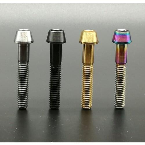 1pc Titanium Ti Bolt M6x35mm Tapered Conical Hexagon Socket Head Screw Allen Head Bicycle Stem Parts Bike Accessories