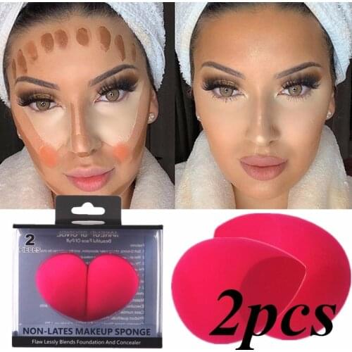 2Pcs/Set Droplet Shape Puff Women Makeup Sponge Blending Face Concealer Foundation Cream Powder Puff Cosmetic Tools Accessories