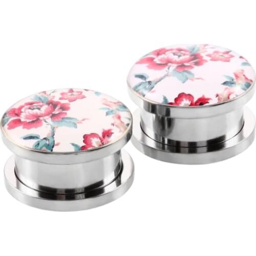 2Pcs Stainless Steel Screw Fit Ear Flesh Tunnel Plugs Simple Style Ear Gauges Piercing Double Curved Saddle Expander Stretcher