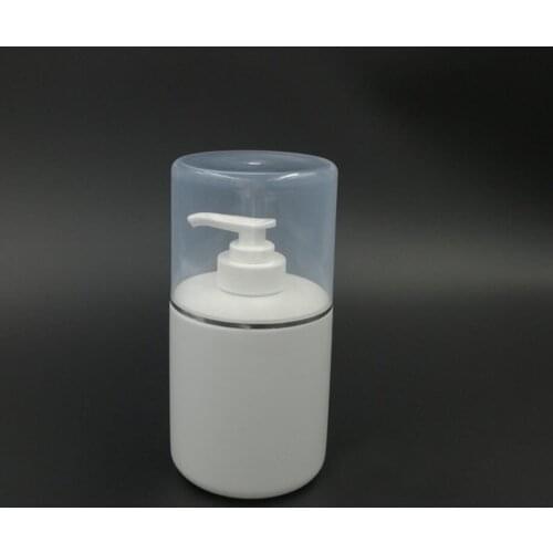 300ml white lotion bottle or emulsion press pump bottle with silver line