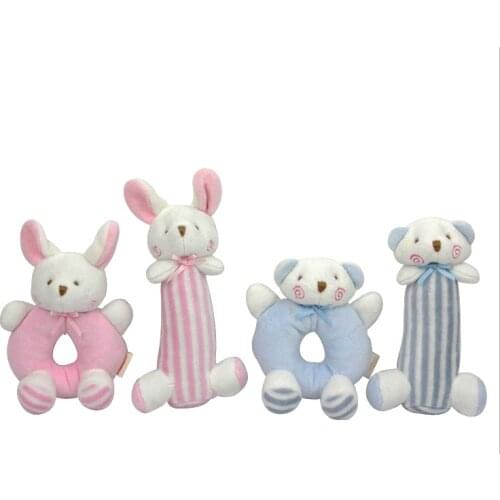 40pcs Baby Cartoon Rabbit Bear Plush Rattle Ring Bell Newborn Hand Grasp Toys Soft Mobile Infant Crib Dolls peluche brinquedos