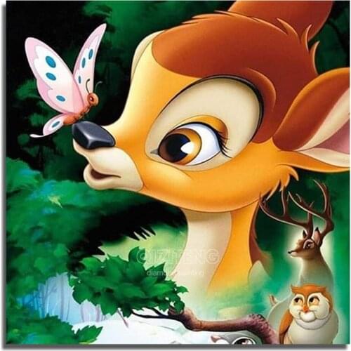5d Diy Diamond Painting Cartoon Picture Deer Bambi Disney Series Square/Round Mosaic Sewing Supplies Home Decoration Ornaments
