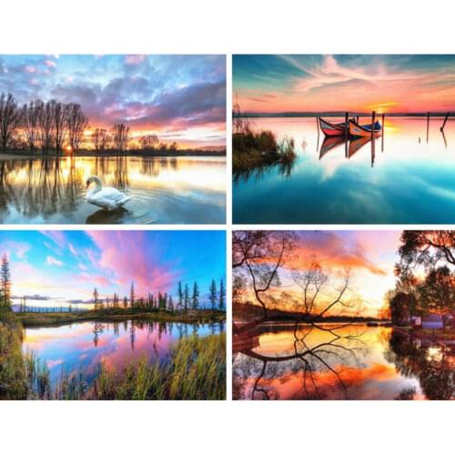 AZQSD Diamond Painting 5d Lake Cross Stitch Rhinestones Diamond Embroidery Scenery Wall Art Needlework Gift Home Decor