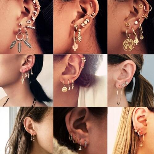 Bohemia Vintage Drop Earrings Sets Goth Gold Hanging Drop Earrings for Women Female Boho Tops Fashion Holiday Gifts Jewelry