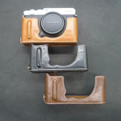 Leather Camera case bag Half Body for Fuji XE4 Camera Half Bag Bottom Camera Strap Camera Video Bag
