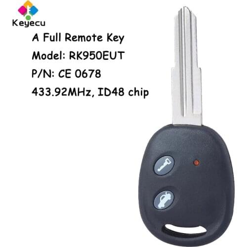 KEYECU Replacement Remote Control Car Key With 2 Buttons & 433.92MHz - FOB for Chevrolet Aveo 2009-2016 Model: RK950EUT CE 0678