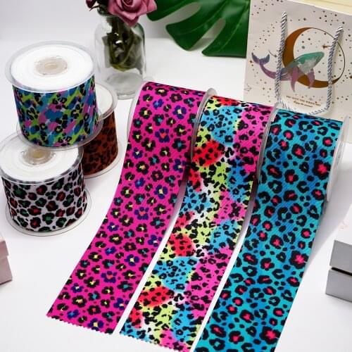 DIY Cartoon Leopard Printed Grosgrain Ribbon For Craft Supplies Sewing Accessories 5 Yards. 17341