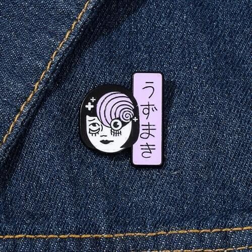 Japan Junji Ito Horror Comics Brooch Picasso Style Enamel Badge Horrific Vortex Horror Gory Eyeball Manga Backpage Lapel Pin